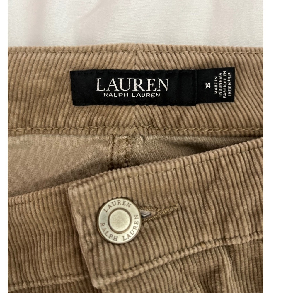 Lauren Ralph Lauren Desert Brown Corduroy Pants Straight Leg Casual Size 14‎